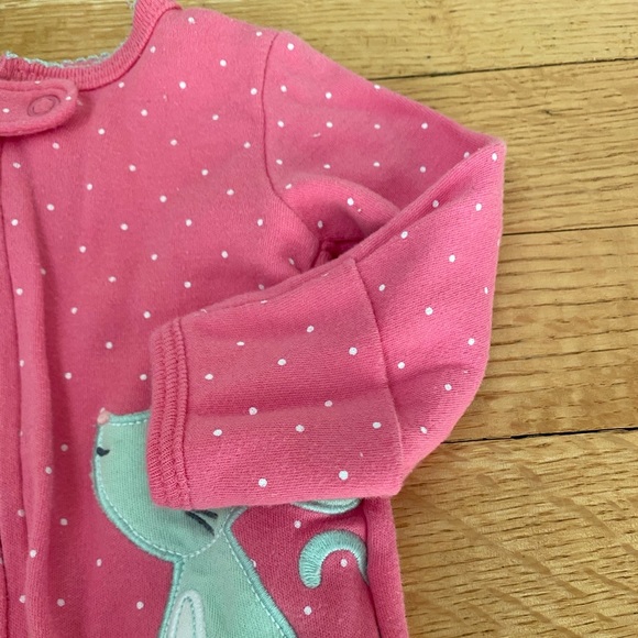 Carters Baby Girl Pink Onesie PJ set with mittens - Picture 7 of 14